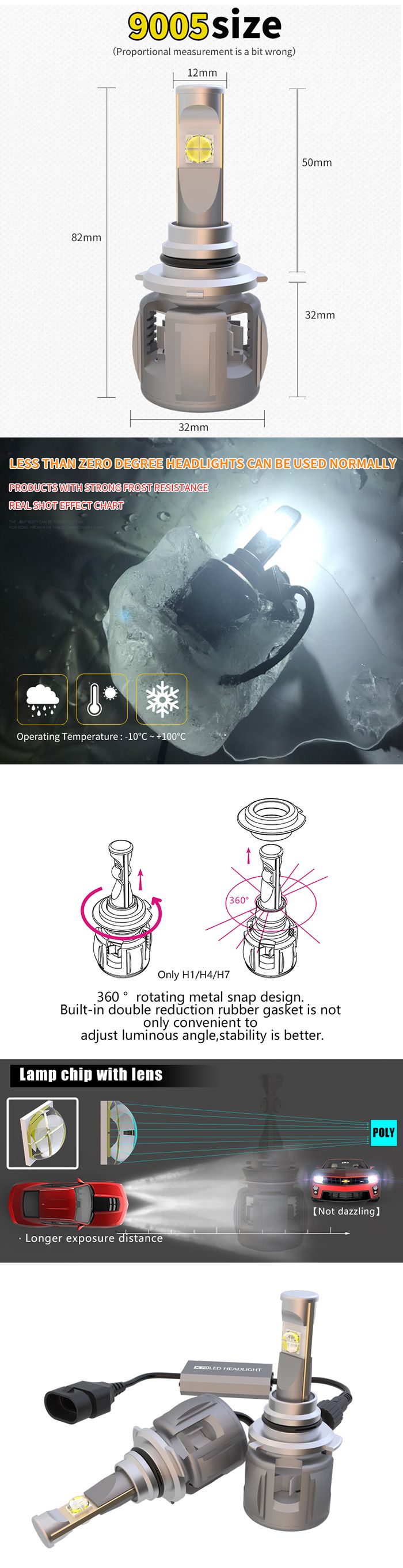 New X70 60W 15600lm 9005 12V 24V Auto Car LED Headlight Bulb Auto Light