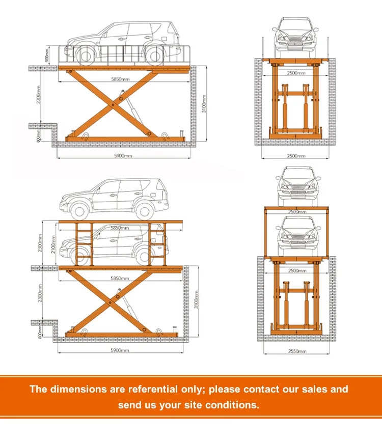Hydraulic Scissor Lift Platform Car Elevator Scissor Car Lift