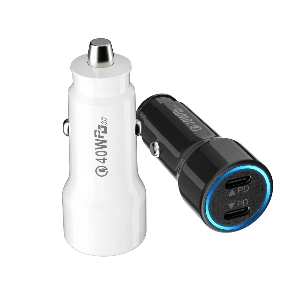 OEM Custom Logo 40W Fast Charging Dual Pd3.0 Output USB C Pd Car Charger