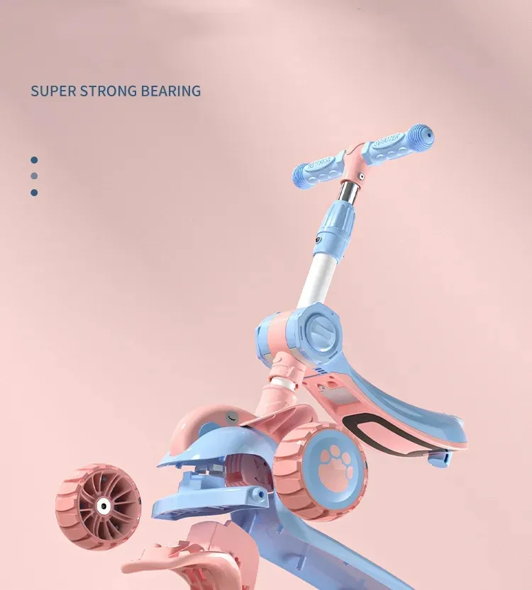 Hot Sale New Design Customized Adjust Seat Height Children Foldable Kid Scooter