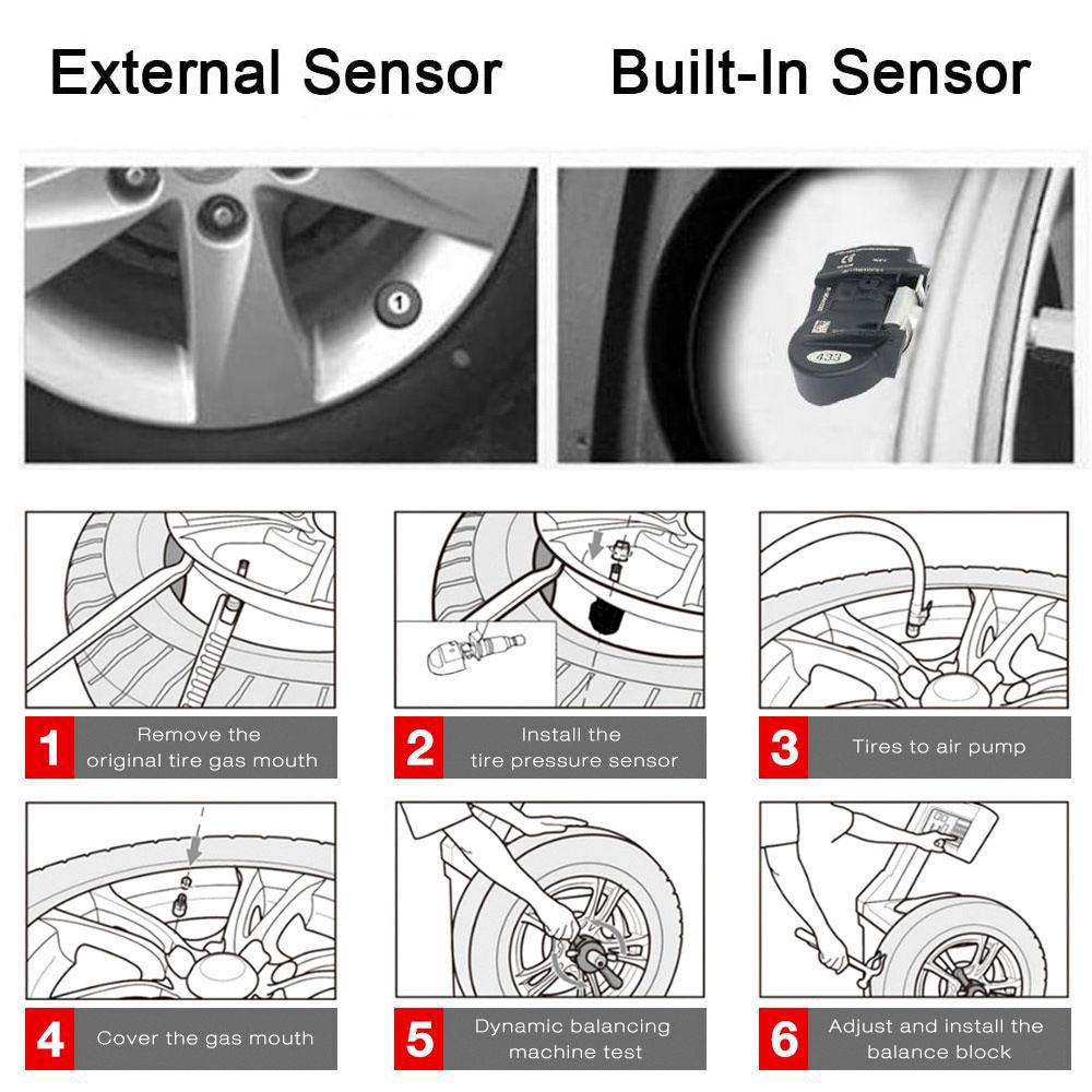 China Factory 315MHz 433MHz Vehicle Universal TPMS Sensor Auto Tire Pressure Monitoring