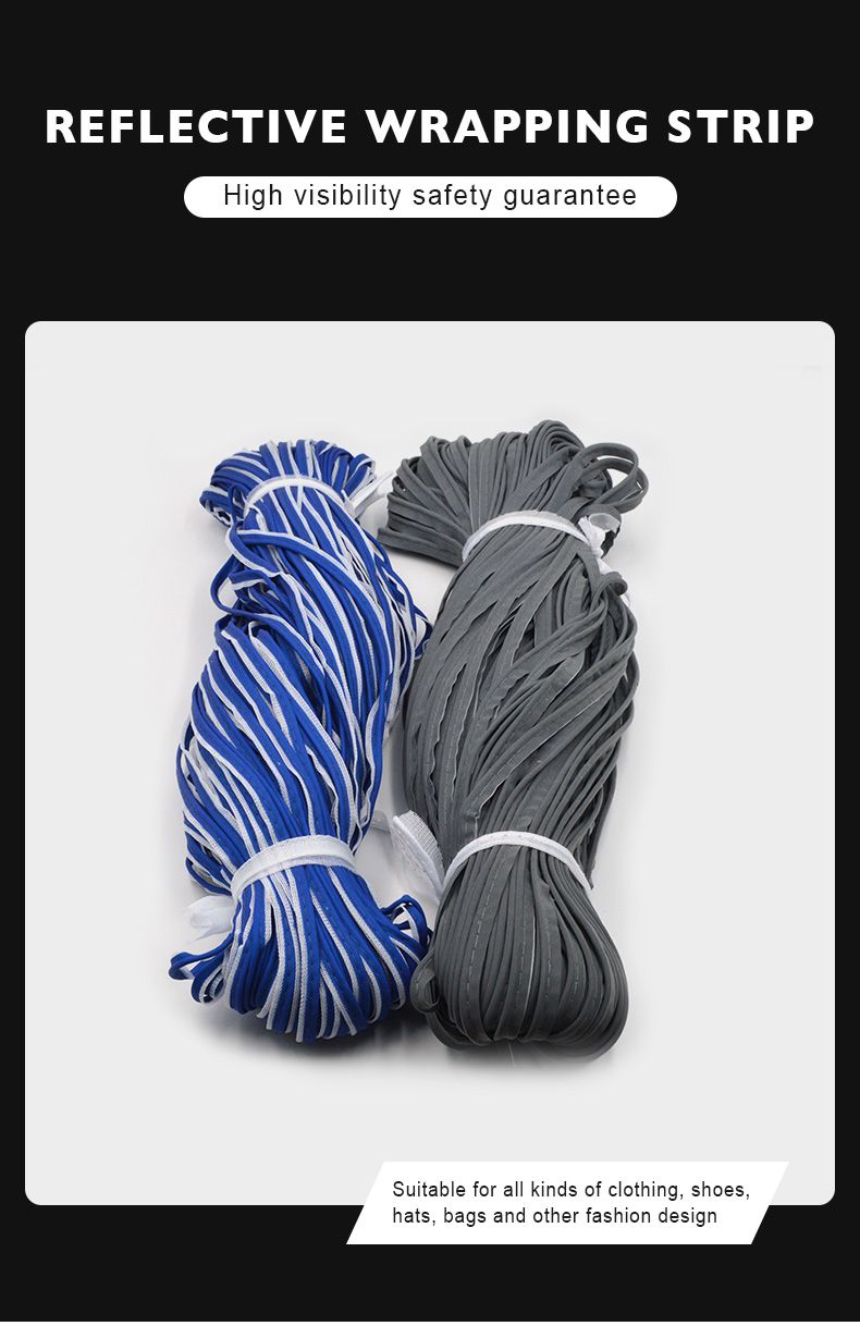 Silver High Visibility 450CD No Elastic 100% Polyester Fabric Reflective Piping for Garment