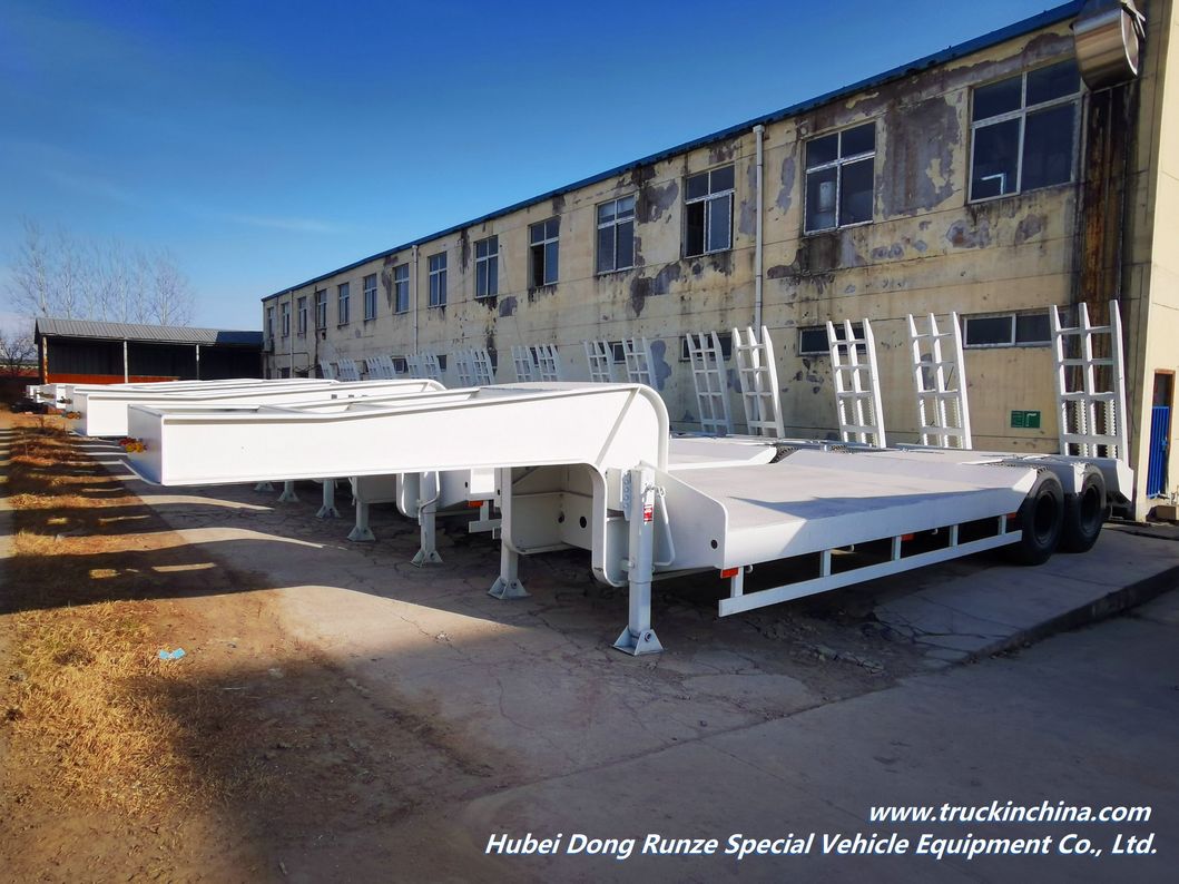 13m Low Load 45t -60ton Lowbed Truck Trailer (8 wheels Lowboy Semi-Trailer)