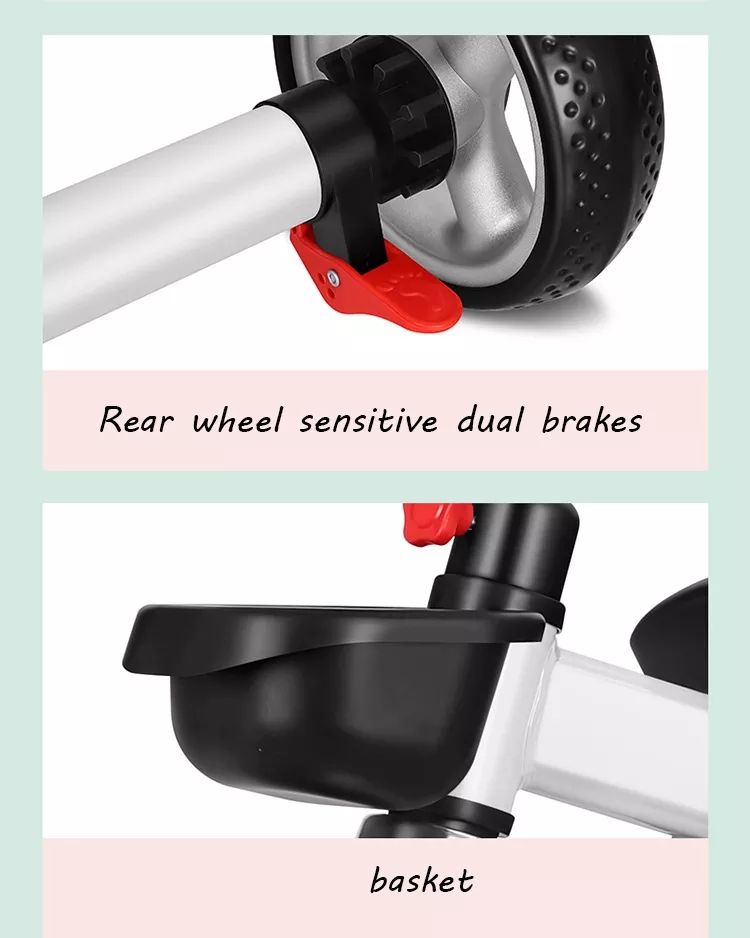 Hot Sale Toddler Tricycle 3 Wheel Kids Trike with Colorful Lights Music Box Children Tricycle with Push Bar Can Push and Ride