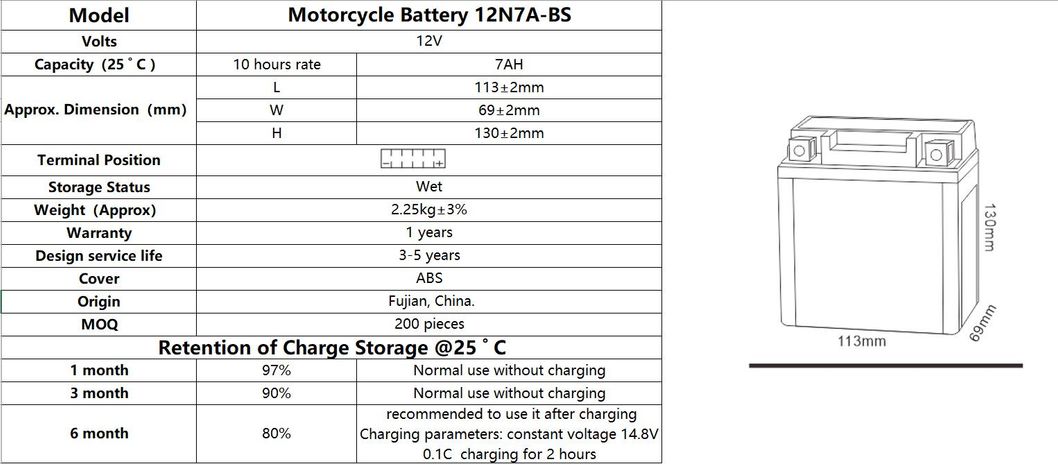 12N7A High Starting Performance Sealed Rechargeable Battery For Engine Starting