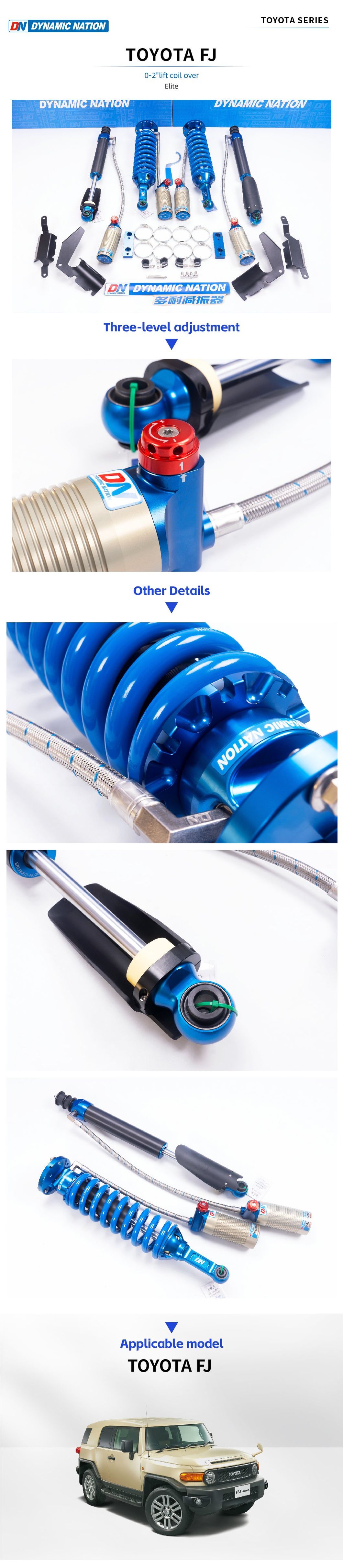 DN 4X4 off Road Racing Car with Adjustable Coil Over Spring Shock Absorber for Toyota Fj 0-2&quot; Lift