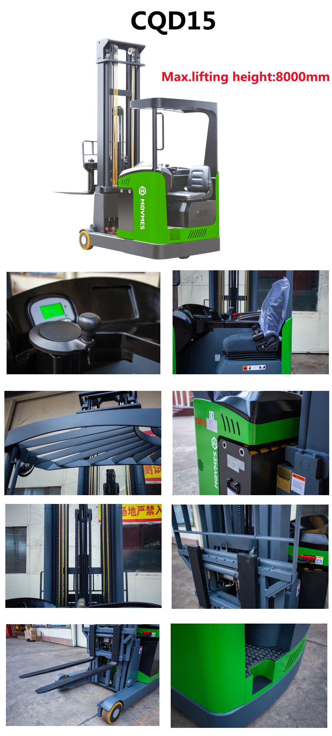 1.5ton Electric Reach Truck Work Positioner Electric Stacker