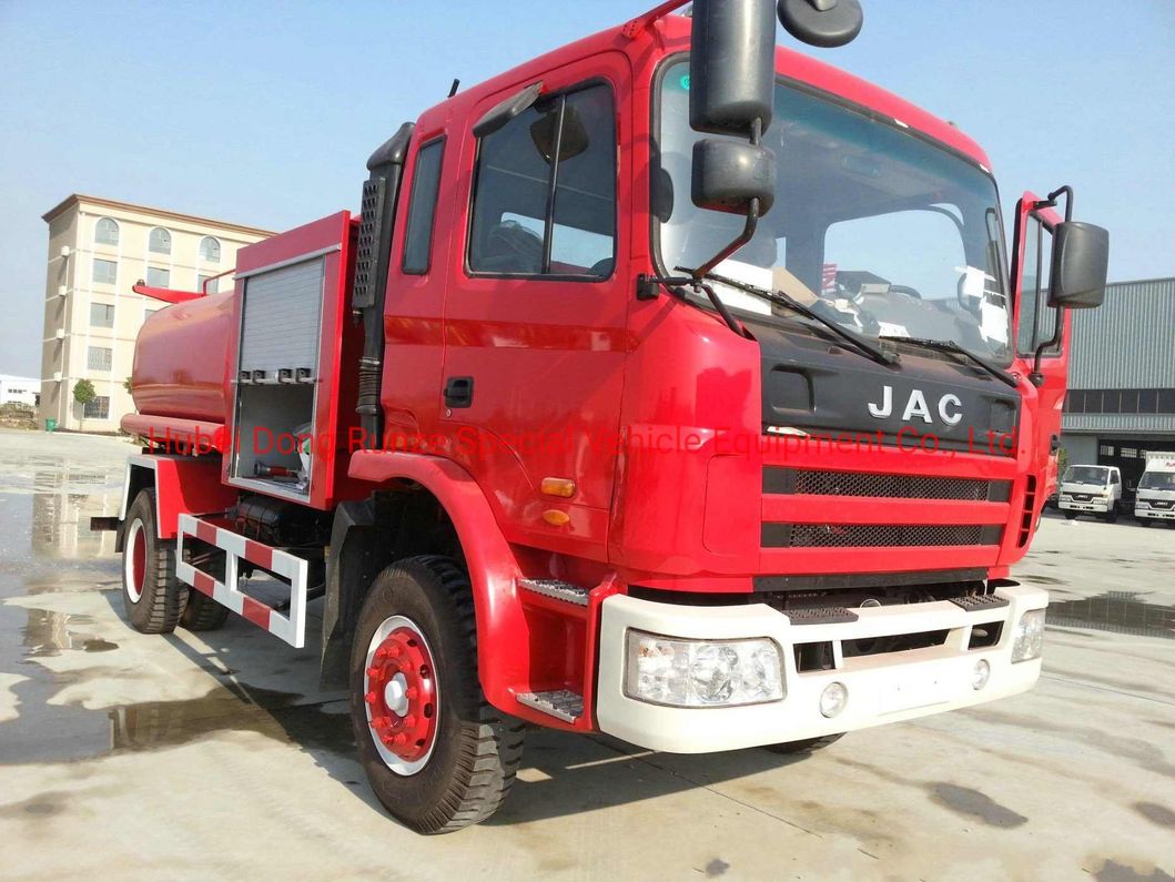 JAC 6 Wheels Drive 6 Ton Water Tanker Mounted with with Fire Water Pump and Fire Monitor Water Cannon Spray 50m