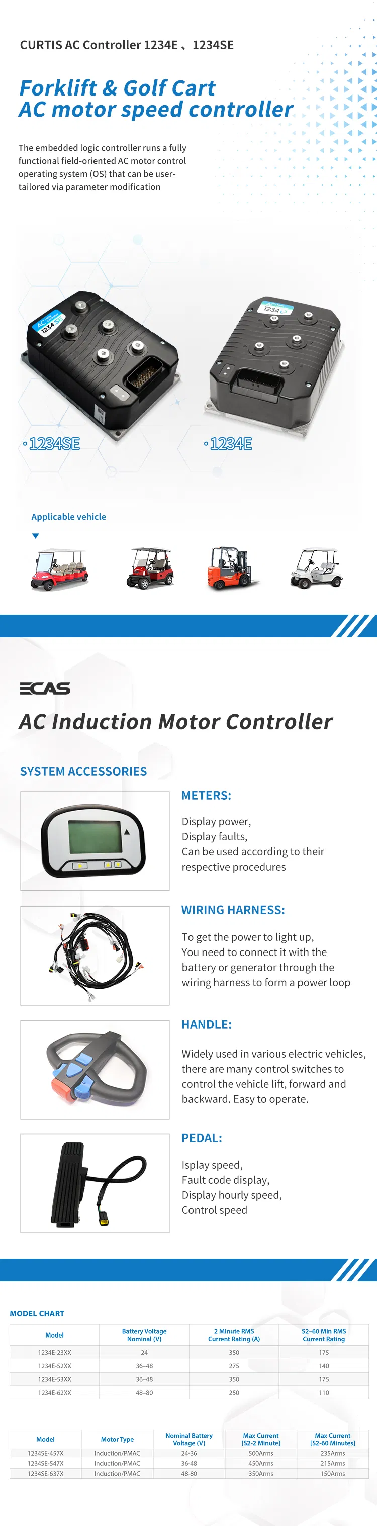 24V 36V 48vcurtiss AC Controller with Harness Accessories 1238e-6501