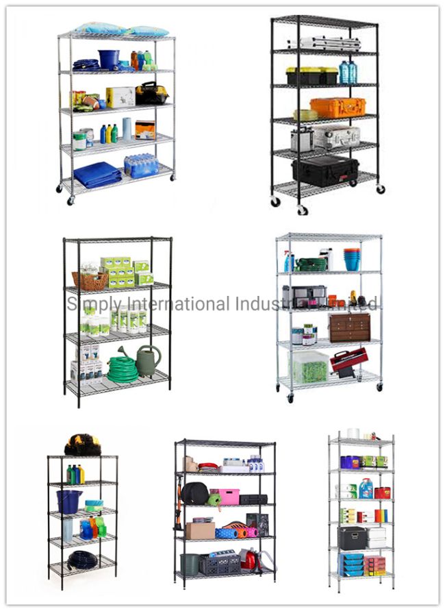 5-Tire Heavy Duty Wire Shelving Rack with Wheels in Chrome Living Room Collection Wire Shelf Unit