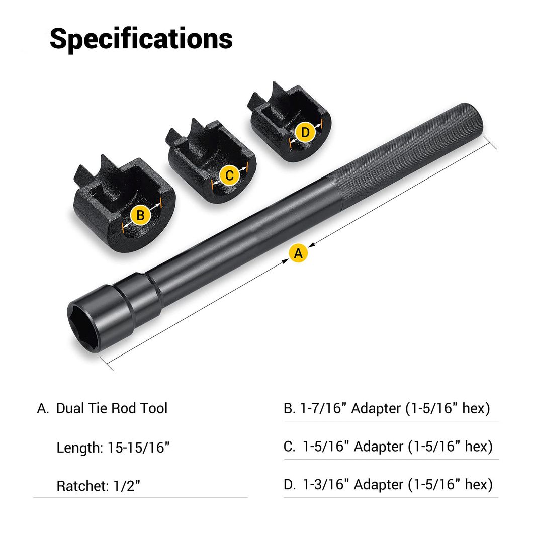 4PCS Inner Tie Rod Removal Installation Set Mechanics Kit Dual Tie Rod Tools