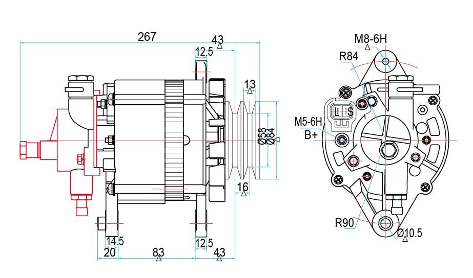 12V/110A AC Auto Car Alternator for (Diesel) Td25 27 42 Lr150-428t Lr160-437 Lr160-437t 23100-06j02 23100-06j01 Basic Customization
