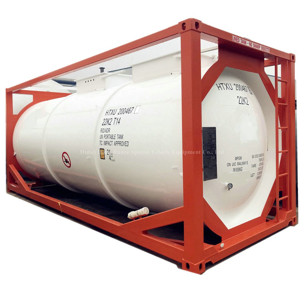 Hydrochloric Acid ISO Tank PE Lined 30FT Mounted with Acid Pump Top Loading Pipe 24~26kl