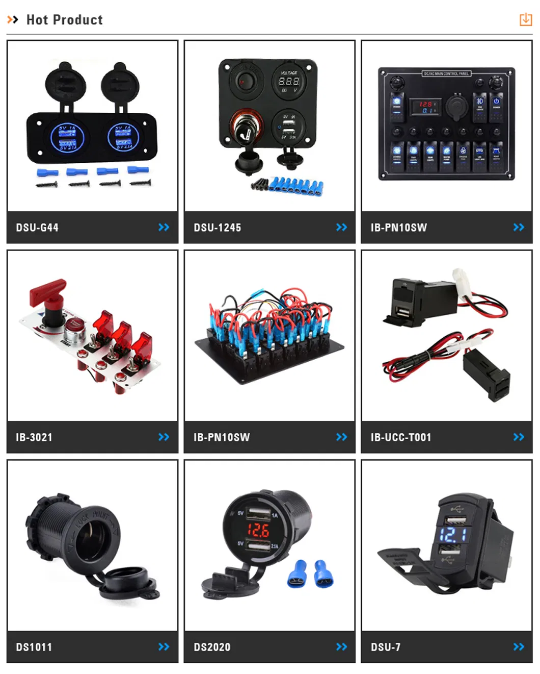 USB Charger Socket &amp; Voltmeter Socket Auto Car Marine Panel Mount Socket
