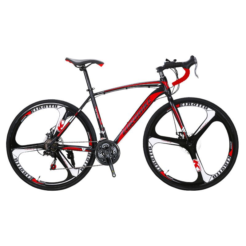 Stock Red 26′′ Mountain Road Bike Cheap Price Road Bicycle with Steel Carbon Frame 21 Speed 700c*23c Road Bike with Disc Brake
