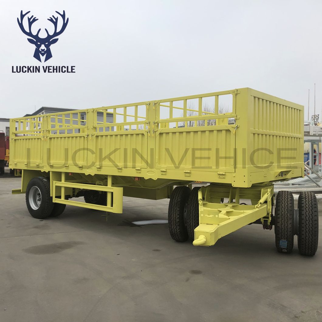 2 Axles Full Livestock Cargo Animal Transport Drawbar Fence Trailer Tow Dolly