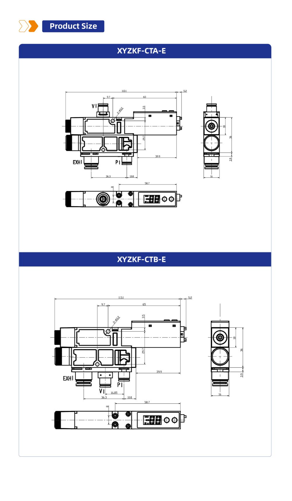 Xyzkf-CTA (B) -E Single Type Vacuum Generator