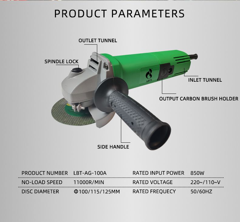 Libite 850W Back Switch 100mm/115mm/125mm Angle Grinder Interchangeable with Dw801