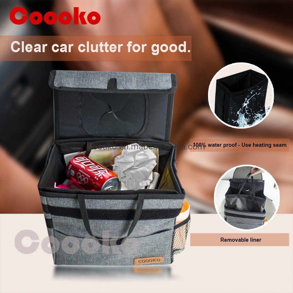 Waterproof Car Trash Can with Reusable Removable Trash Bag Liner
