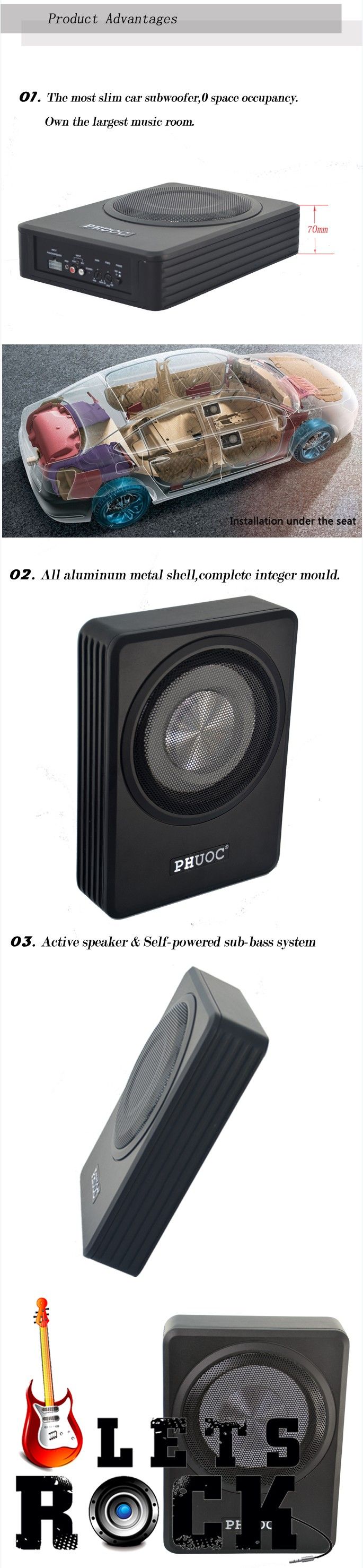 High Pitch Car Spare Parts Car Sub Woofer in 8&quot; Ultra-Thin Under Seat Setting