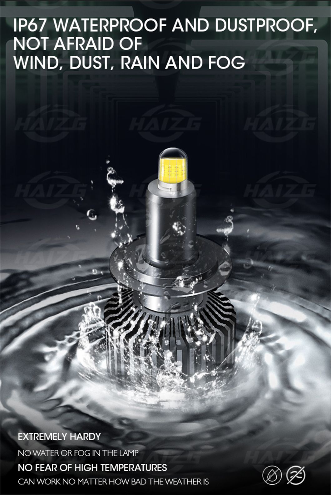 Haizg Super Bright Automotive Low Beam 360 Degree H7 LED Light Spot Beam H4 H11 9005 9006 LED Headlights H7