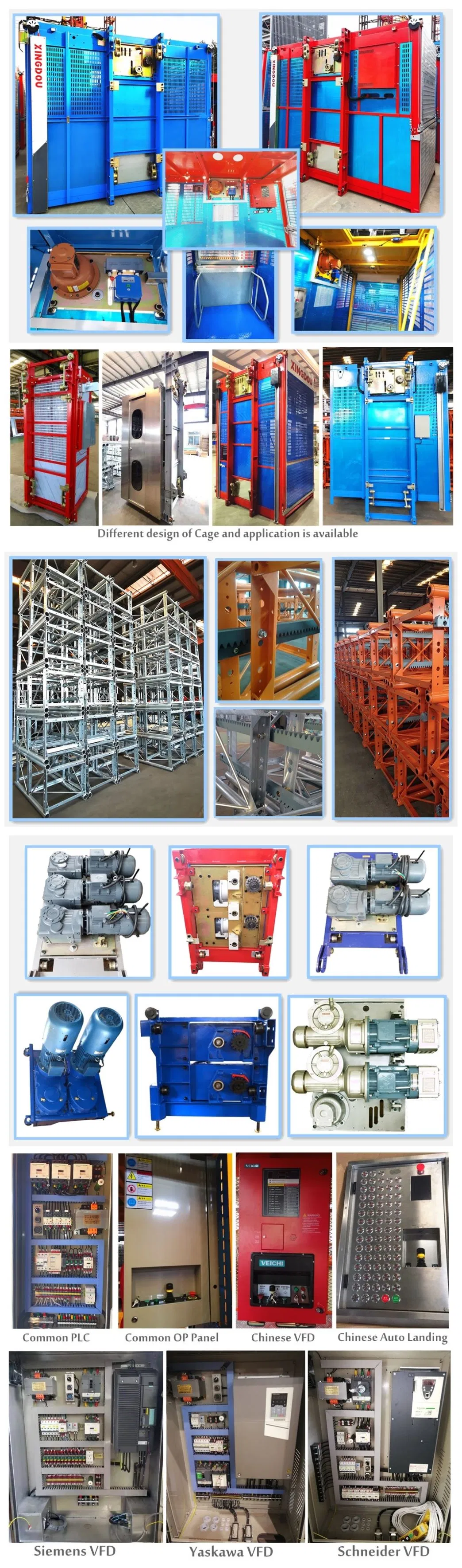 High Quality Personnel and Materials Lifting Rack and Pinion Construction Elevator