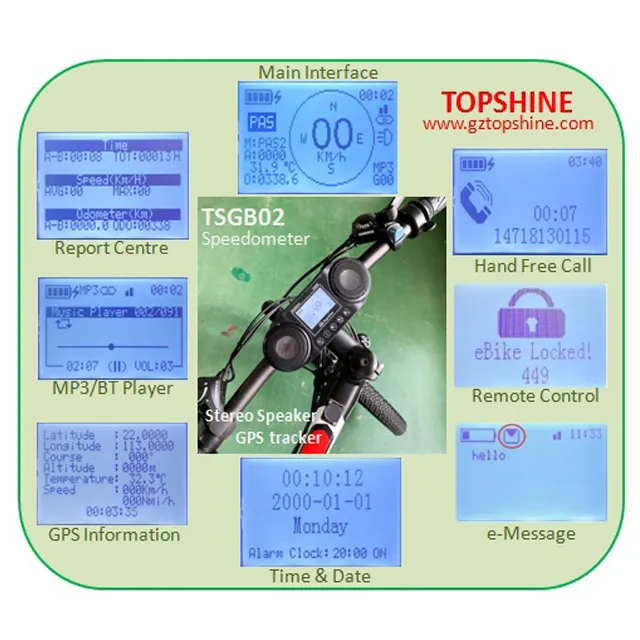 350W Brushless Motor Mountain Electric Bicycle Kits LCD Odometer with Free GPS Locating