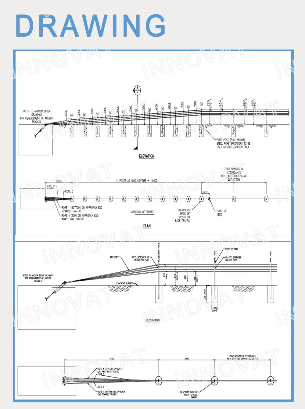 Zinc Coated Cable Highway Guardrail Barrier Flexible Cable Guardrail Guardrail Road and Bridge