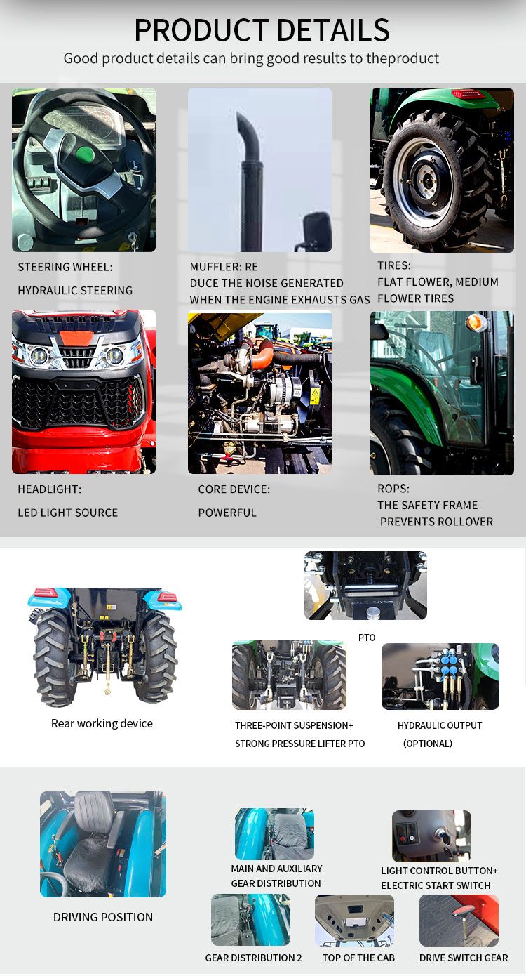 Multifunctional Wholesale Machinery Farm Tractor Equipment with Environmental Protection Engine