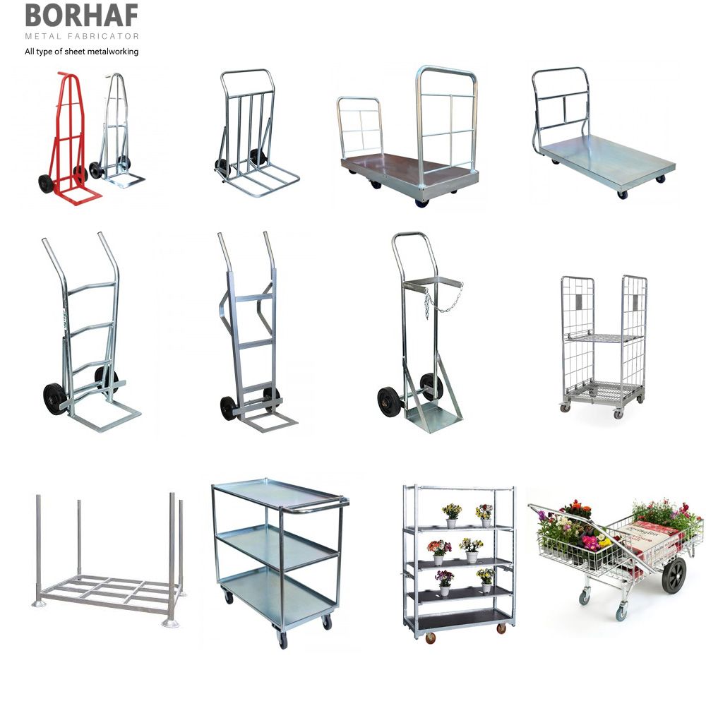 4 Sides Logistic Trolley Storage Cage Galvanized Metal Foldable Roll Container