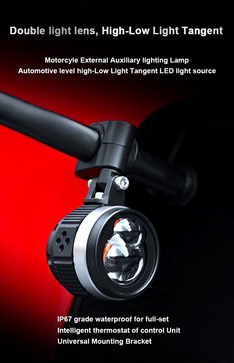 Auxillary Spotlight Motorcycle Light DC 12V 24V Dual Color 40W