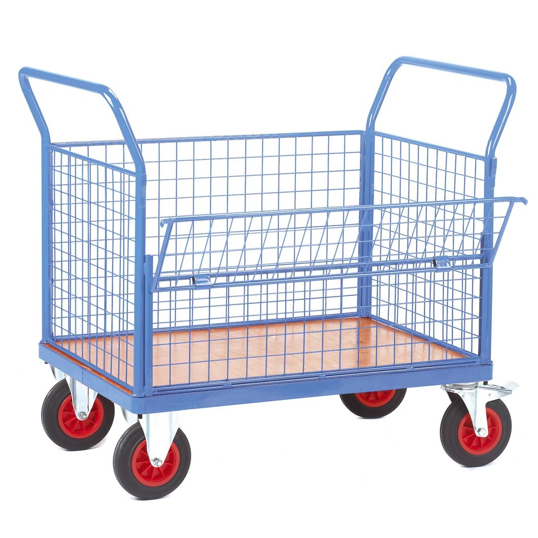 Light Blue Wire Mesh Cart with Castors