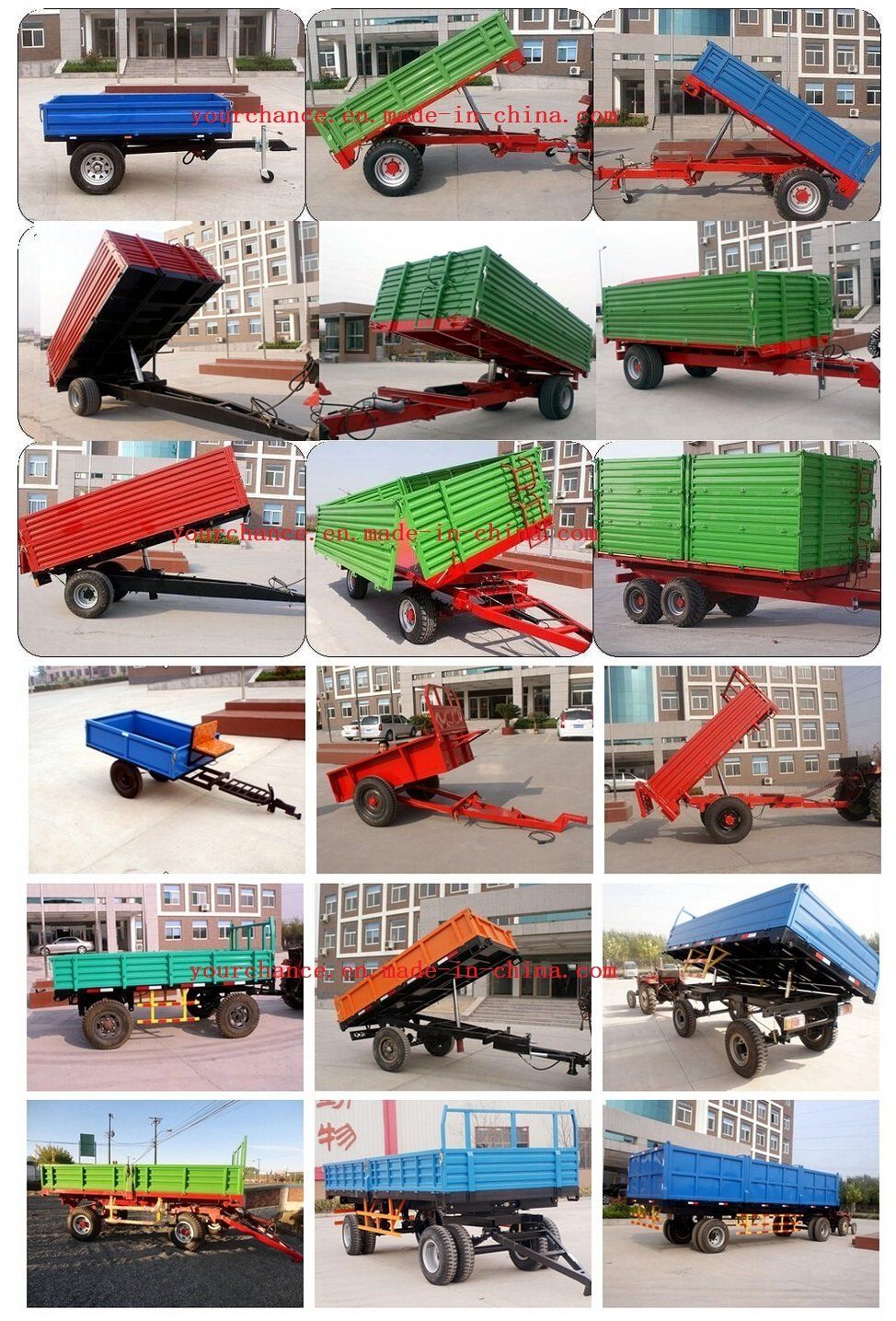 Ce Certificate Europe Hot Selling 7cx-8t 8 Tons Double Axle Four Wheel Three Way Tipping Farm Trailer
