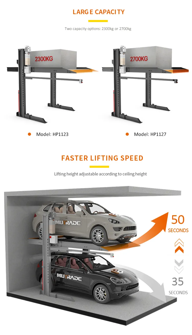 Double Level Car Stacker Hydraulic 2 Post Simple Car Garage Parking Lift