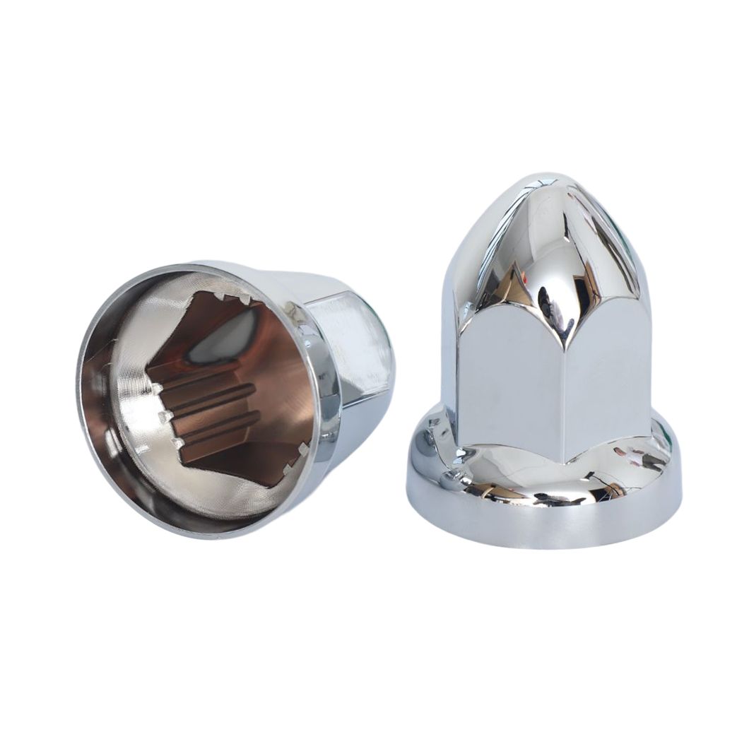 Ninetin Truxpro 32mm Chrome ABS Plastic Push-on Bullet Nut Covers 2-1/2&quot; Height with Flange for Semi Trucks