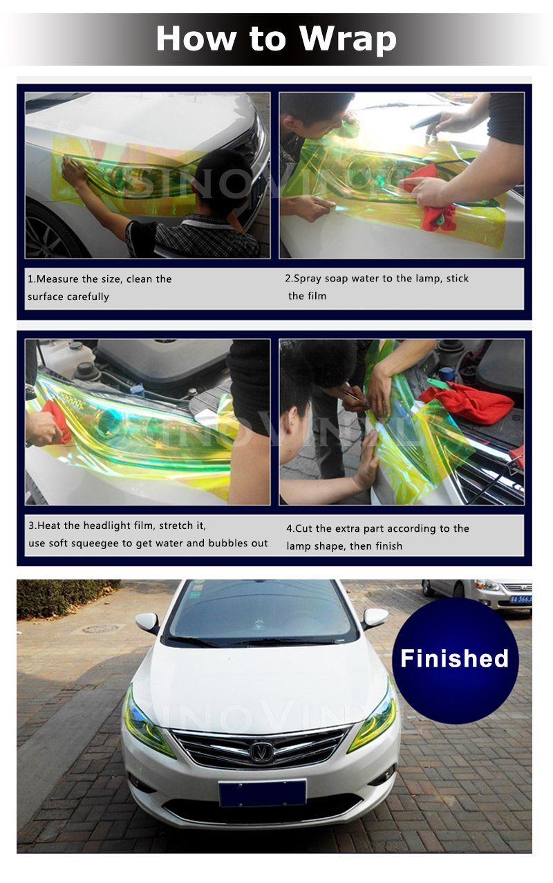 SINOVINYL 0.3x9m Fashion Design Headlight Vinyl Red Chameleon Car Tint Film Headlight Tint Film