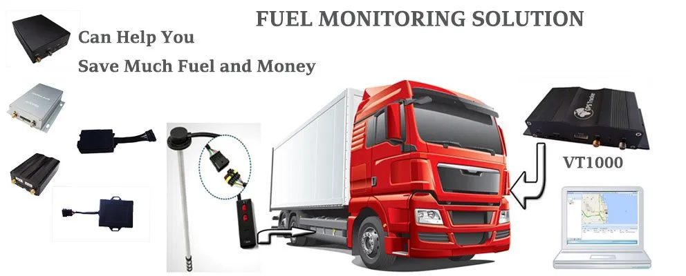 Cuttable fuel sensor school bus car truck GPS tracker with real time fuel consumption