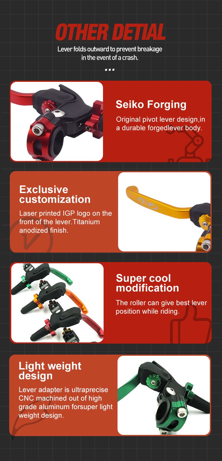 Motorcycle Hand Clutch Handle Lever Master Cylinder Clutch Lever Short Style Foldable 7 Gears 360 Degree Adjustable Lever