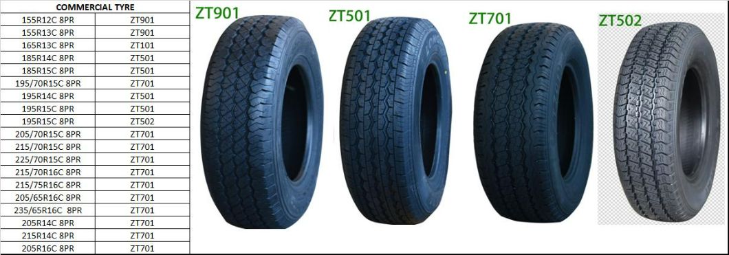 Longway/Comfast/Treadura Brand Cheap Price Passenger Car Tires Economic Commercial PCR LTR Tyres Zt701 195/70r15c 205/70r15c 215/70r15c 225/70r15 215/70r16c 8pr