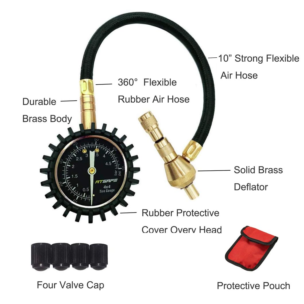 Steel Custom Heavy Duty Automatic Tyre Deflator Pressure Gauge with Air Chuck