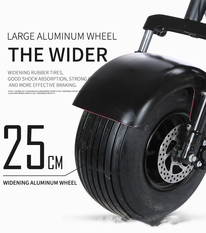 3 Wheels Electric Tricycle for Adult Wide Tire Front and Rear Shock Absorption Lithium Battery Removable Suitable for The City