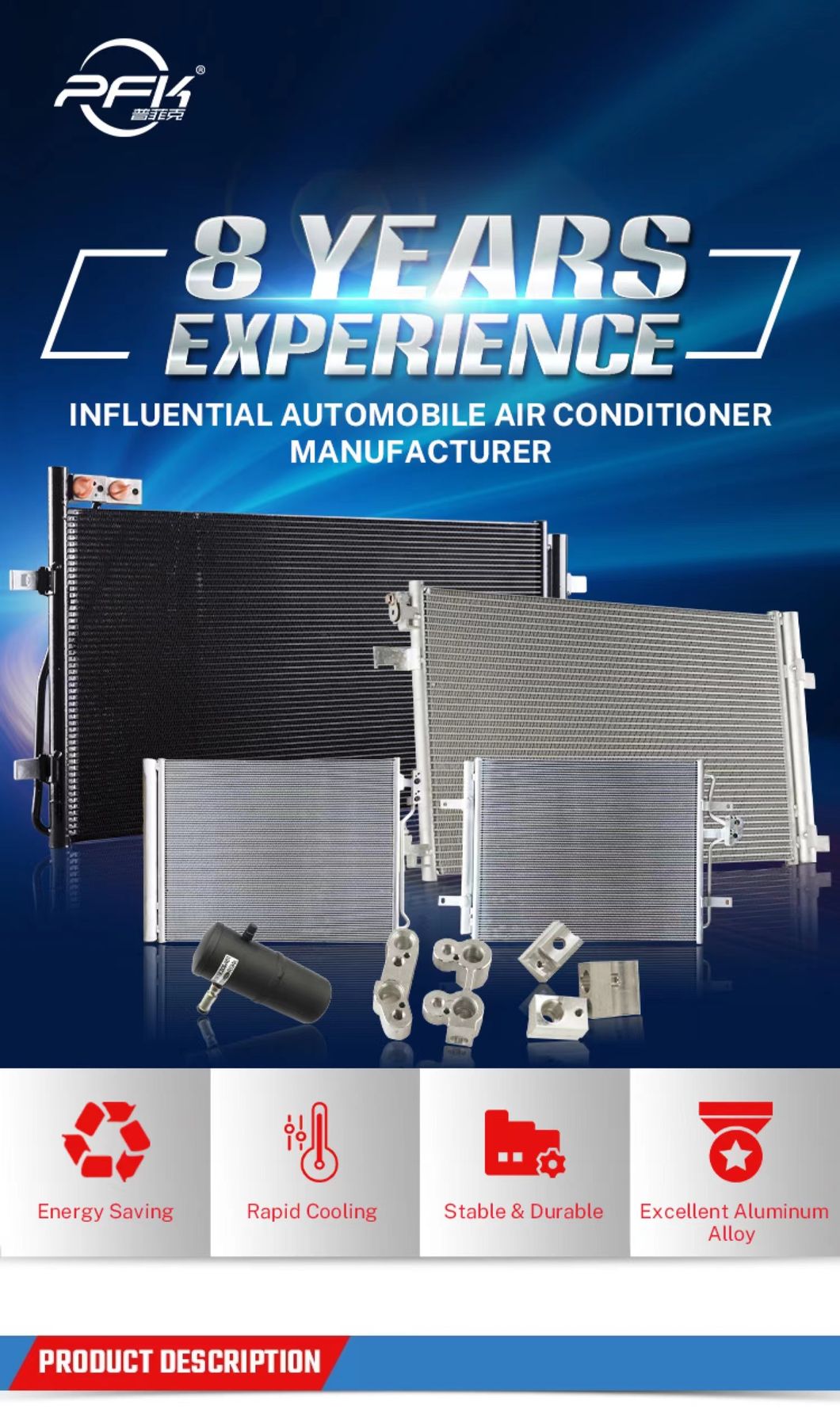 AC Condenser with Micro Channel Aluminum Tubes for Modern Cars