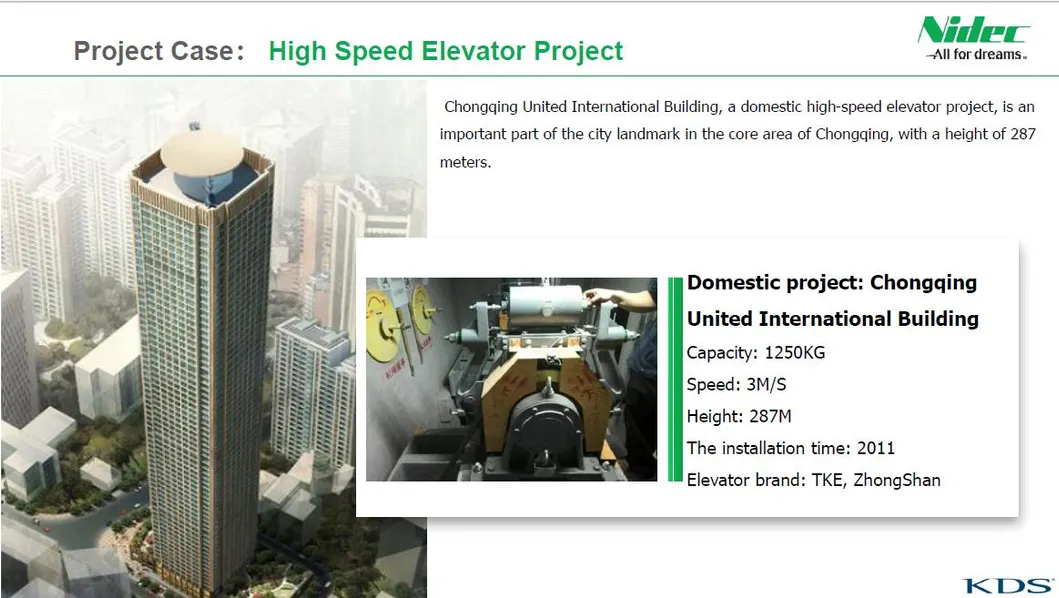 Passenger Elevator Home Elevator Nidec Kds Passenger Elevator Traction Machine: Wjc-a (400mm Sheave) Series Machines Elevator Machine Home Lift