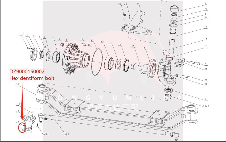 Dz9000150002 4110001182034 Hex Dentiform Bolt for Hande Lgmg Mt86 Mt86h Mt95 Mt96L Tonly 875 875b 883 885