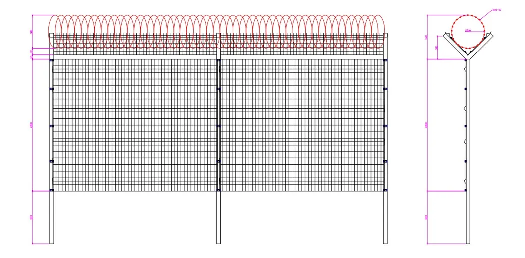 Peach Type Column Fence PVC Coated Welded Fence (HP-C5)