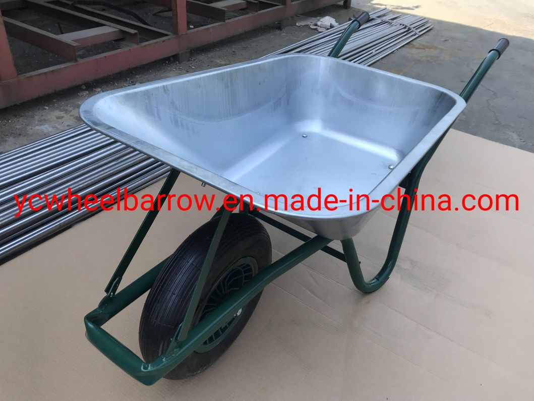 Galvanized Tray Steel Frame Wheelbarrow Wb6414t with Pneumatic Wheel