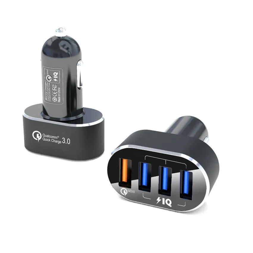 Aluminium 35W Fast 4 Ports Car Phone Charger with QC3.0