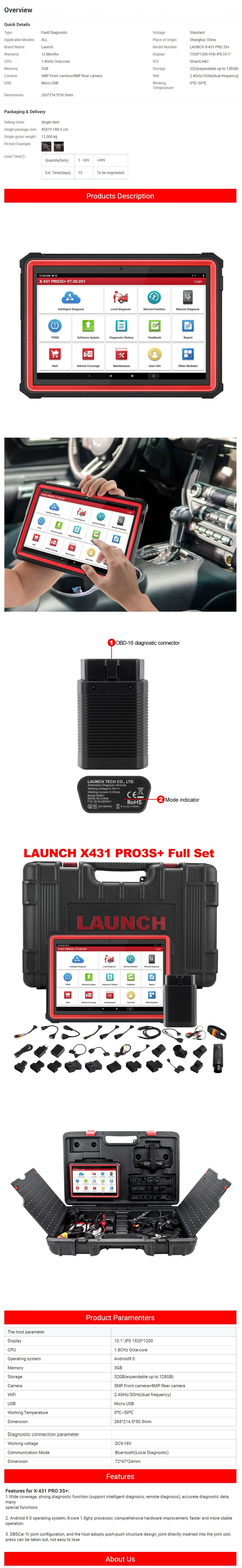Launch X431 PRO 3s+ Gasoline Diesel Auto Scanner Diagnostic Tool