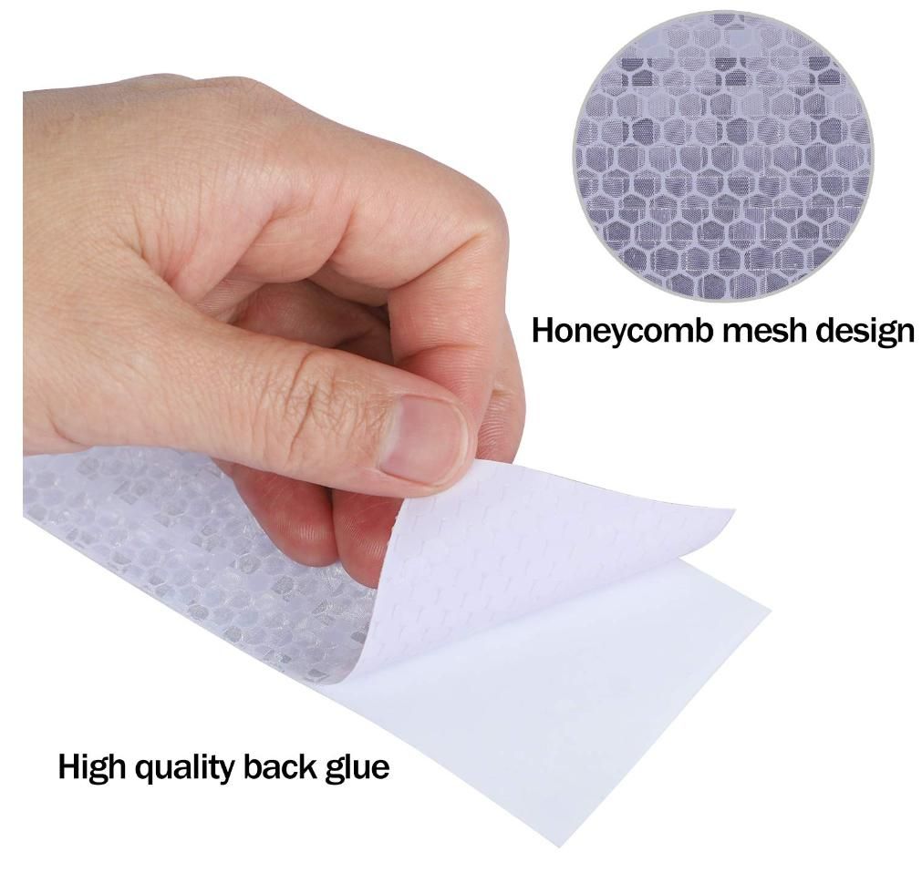 Reflective Safety Tape White, Honeycomb PVC Reflective Tapes, High Intensity Waterproof Sign Reflective Sticker Luminous Strip Tape for Car Bike Outdoor