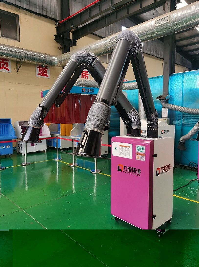 Two Suction Exhaust Arms Pulse Jet Clean Mobile Cutting Welding Fume Extractor Smoke Filter Welding Dust Collector
